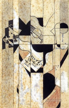 フアン・グリス Painting - ギターとガラス 1912年 フアン・グリス